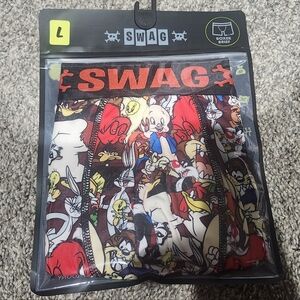 Men's Cartoon Print Boxer Briefs - Red and White Looney Tunes